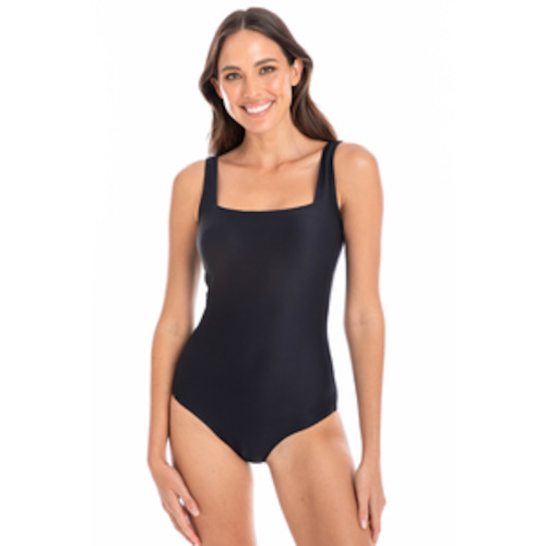 TOGS Textured Black Square Neck One Piece