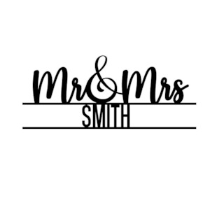 Mr & Mrs Wedding Sign Text - Personalised Monogram