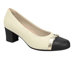 Piccadilly Ref: 110173-005 Off White Business Court Shoe with Medium Heel - The …