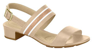 Shoe: Beira Rio 7044.417-1294 Women Low Heel Everyday Summer Comfort Sandal in Beige & Nude