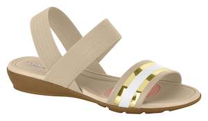 Shoe: Modare 7127.214 Women Comfortable Flat Sandal in Beige White Gold