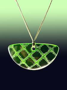 Half Round Woven Pendant in Bright Green