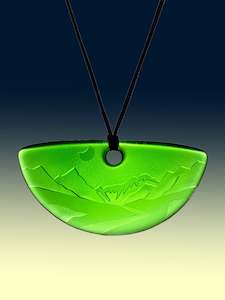 Half Round Moonscape Pendant in Green