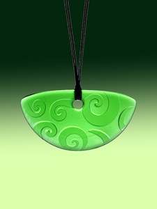 Half Round Koru Pendant in Green