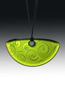 Half Round Koru Pendant in Green