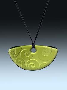 Small Half Round Koru Pendant in Warm Green