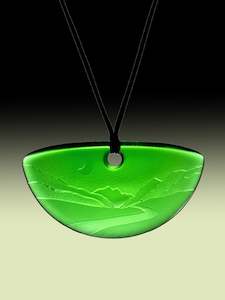 Half Round Nightscape Pendant in Bright Green