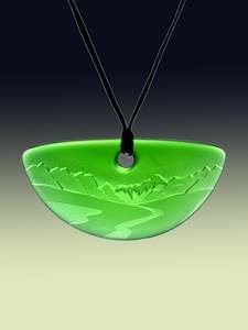 Half Round Landscape Pendant in Bright Green