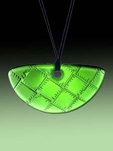 Half Round Woven Pendant in Bright Green