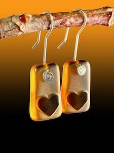 Heart Signature Earrings in Vintage Amber