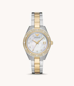 Emporio Armani - Three Hand Two Tone Stainless Steel Ladies Watch