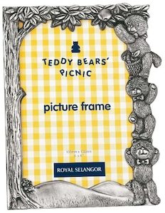 Jewellery: Royal Selangor Pewter - Photo Frame Teddy Bears Picnic Picking Apples 4X6