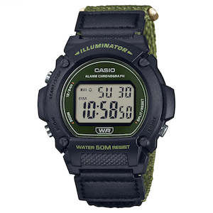 Jewellery: Casio - Digital Velcro Band watch Green & Black