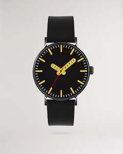 Ted Baker - Cment Black Leather Strap Watch