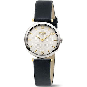 Boccia - Two Toned Ladies Titanium Watch Black Leather Strap