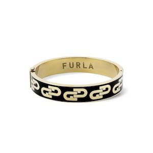 Furla Jewellery - Black Enamel/Gold Arch Bangle