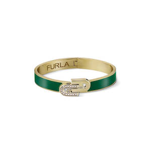 Furla Jewellery - Green Enamel/Gold Double Arch Bangle