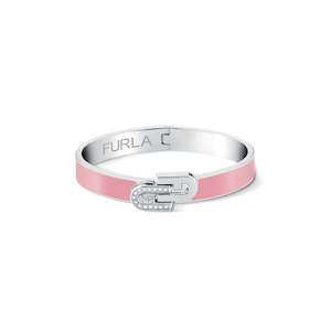 Furla Jewellery - Pink Enamel/Silver Double Arch Bangle