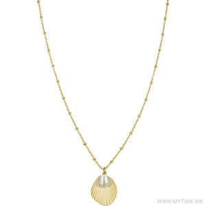 Jewellery: Rosefield - Shell & Pearl necklace Gold