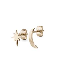 Jewellery: Rosefield - Lois Moon & Star Earrings Gold