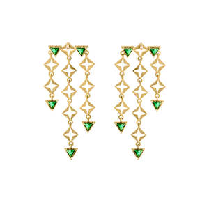 Jewellery: Lindi Kingi - Emerald Byzante Earrings Gold