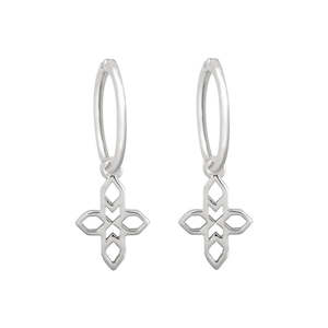 Jewellery: Lindi Kingi - Baroque Cross Sleeper Earring Platinum Plate