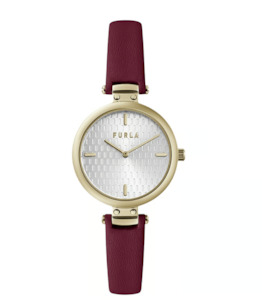 Jewellery: Furla - New Pin Red Leather Strap Watch