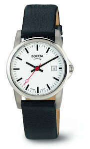 Jewellery: Boccia - Titanium Leather Strap Watch with Date