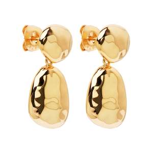 Earrings: Najo - Double Pebblet Stud Earrings Gold Plated