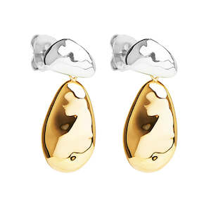 Earrings: Najo - Double Pebblet Two-Tone Stud Earrings