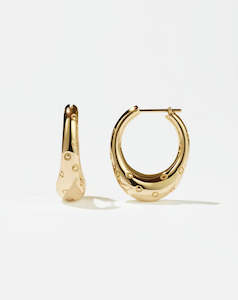 Earrings: Meadowlark - Strawberry Hoop Earrings Large Gold Plated