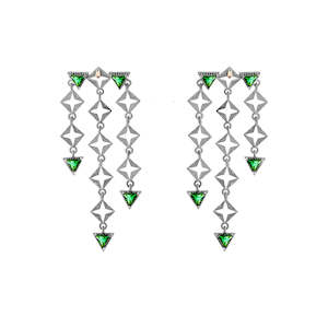 Lindi Kingi Design - Emerald Byzante Earrings Platinum