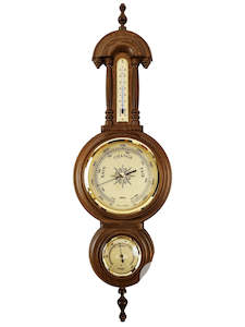 Barometers: Fischer - Traditional Banjo Mahogany Weather Station