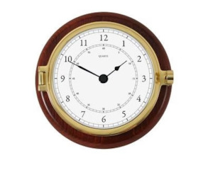 Barometers: Fischer - Nautical Brass Clock