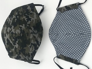 Camouflage With White On Grey Polka Dot Reverse - Reversible Limited Edition Face Mask