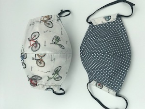 Bicycles with White on Grey Polka Dot Reverse - Reversible Limited Edition Face Mask