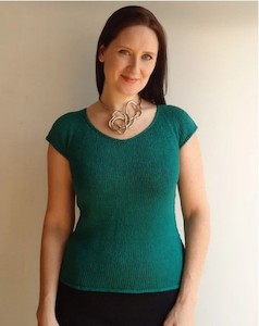 Shaped Neck Tee Hemp Knitting Pattern (Short or Long Sleeves)