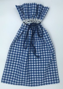 Blue Gingham Retro Inspired Draw String Bag - Poly/Cotton