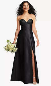 11303 Strapless Bustier Black Mikado Dress Alfred Sung D841