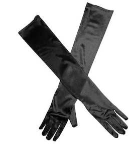 BBGV15 Long black satin gloves.