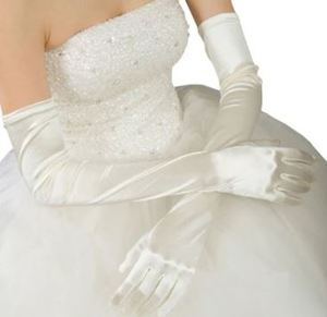 BBGV14 White long satin gloves