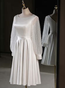 Womenswear: 71861- Elegant, long sleeve midi wedding gown