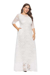 71823 long sleeve soft lace. Elegant, informal wedding dress.