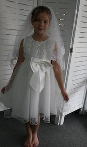 G20222 White 2 layer, lace edge communion veil