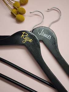 Internet only: Personalised Coat Hanger - Black