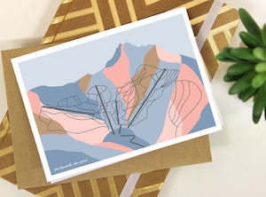 Creative art: The Remarkables Resort Trail Map Mountain Range, Queenstown, New Zealand Greeting Card