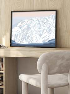 Creative art: Cardrona Alpine Resort, New Zealand Trail Map Art Print