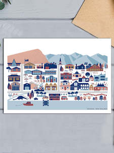 Wanaka, New Zealand Town Map Greeting Card