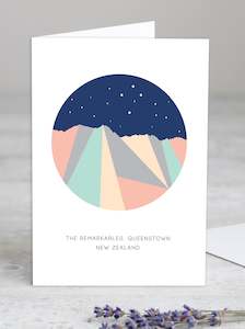 The Remarkables Night Southern Cross Modern, Queenstown, New Zealand Geometric Design Card