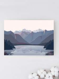 Lake Matheson, Aoraki Mt Cook Reflection, West Coast New Zealand. Modern Greeting Card